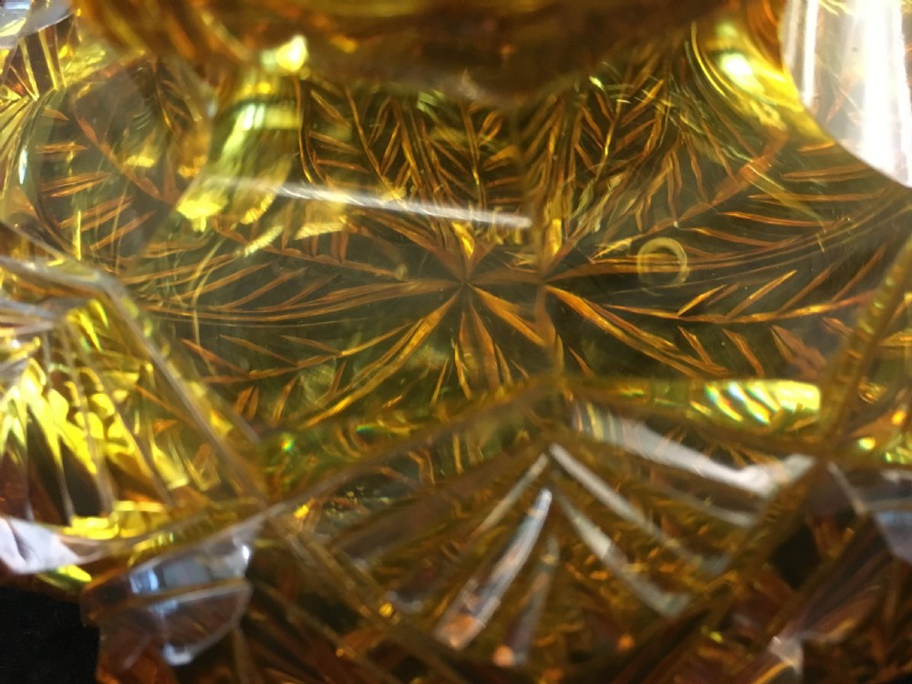 Large Amber Glass, Heavily Cut Scented Bottle View III