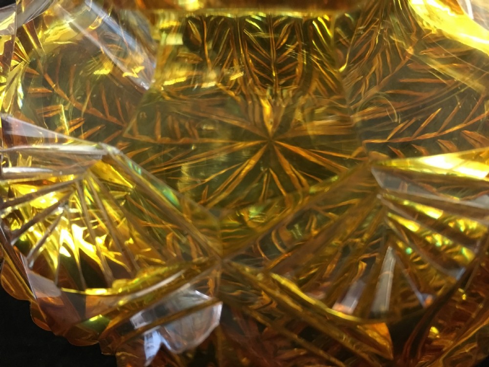 Large Amber Glass, Heavily Cut Scented Bottle View IV