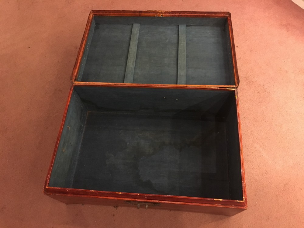 Chinese Parchment Leather Trunk Circa 1900 View II