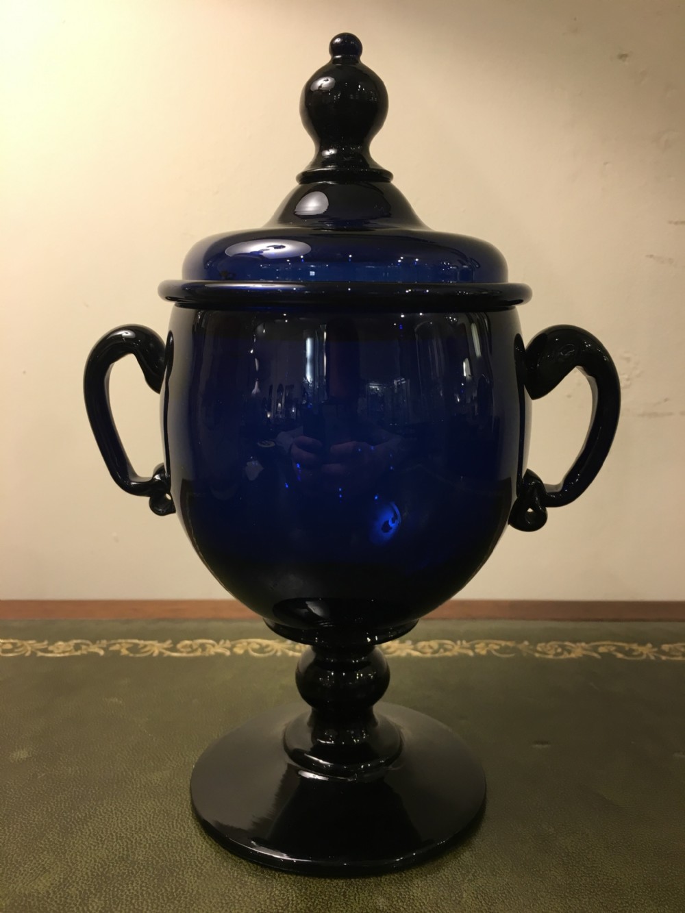 A Rare Bristol Blue, Lidded Bowl c1810