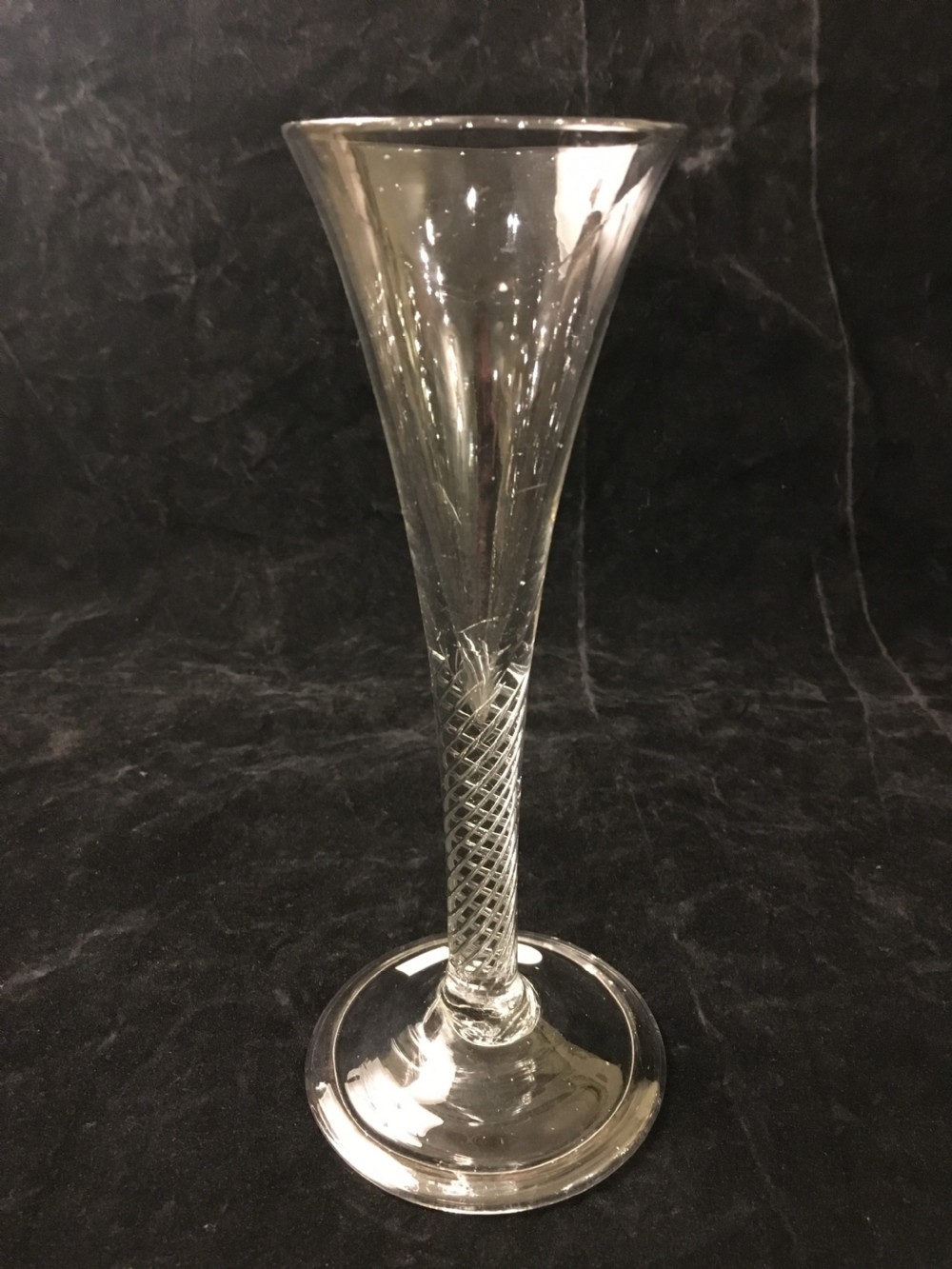 Fine 2 Piece Drawn Trumpet Champagne Glass c1745