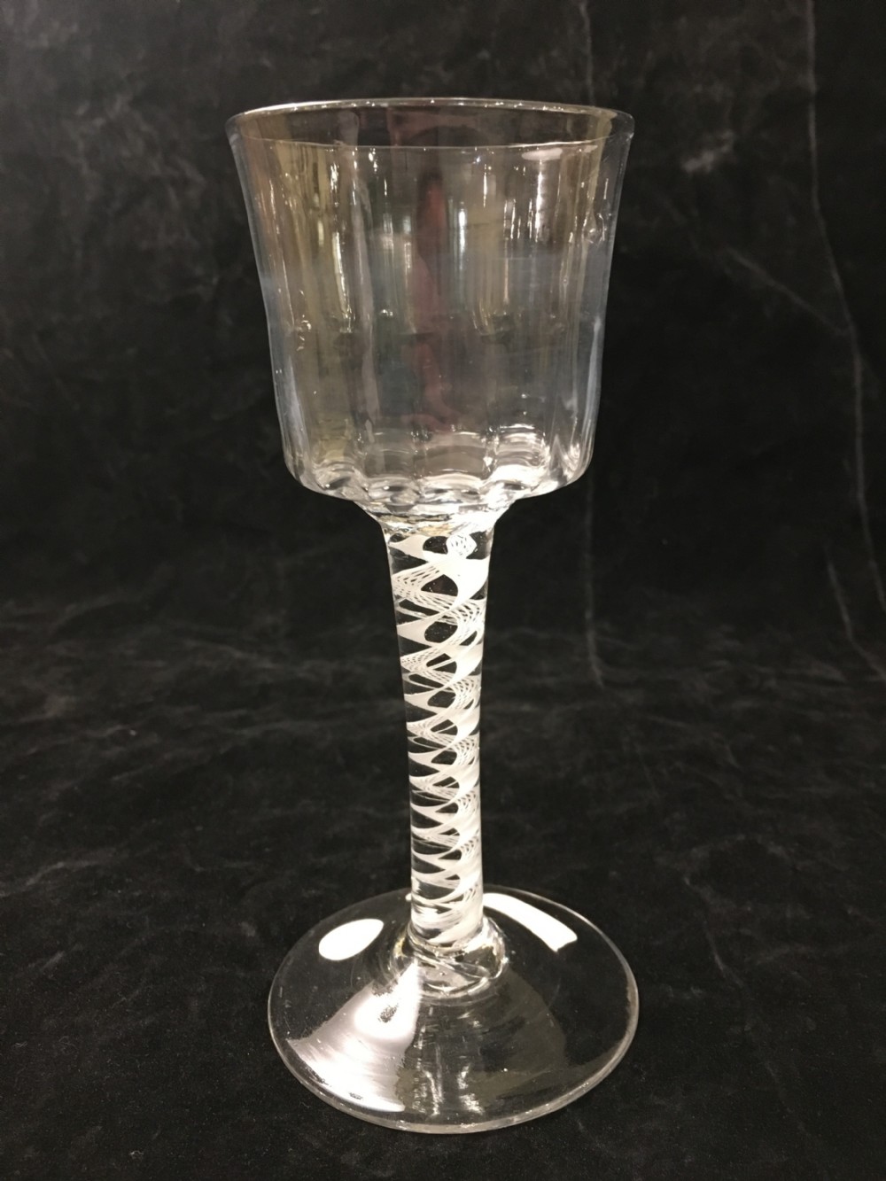 A Rare, Ribbed Bucket Bowl Wine Glass c1755