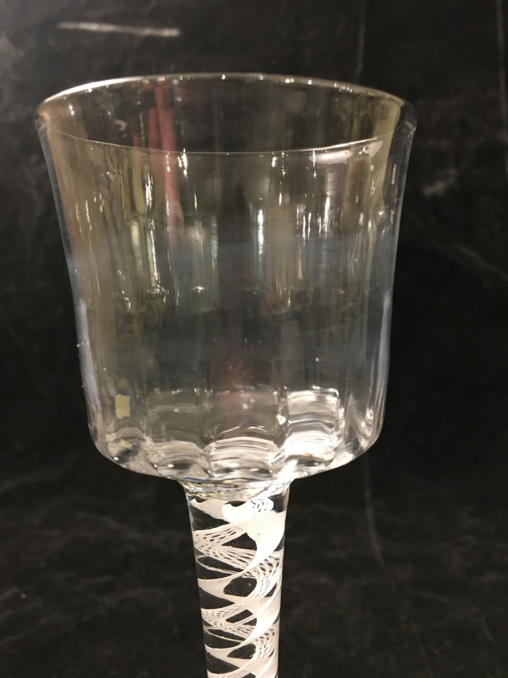 A Rare, Ribbed Bucket Bowl Wine Glass c1755 View IV