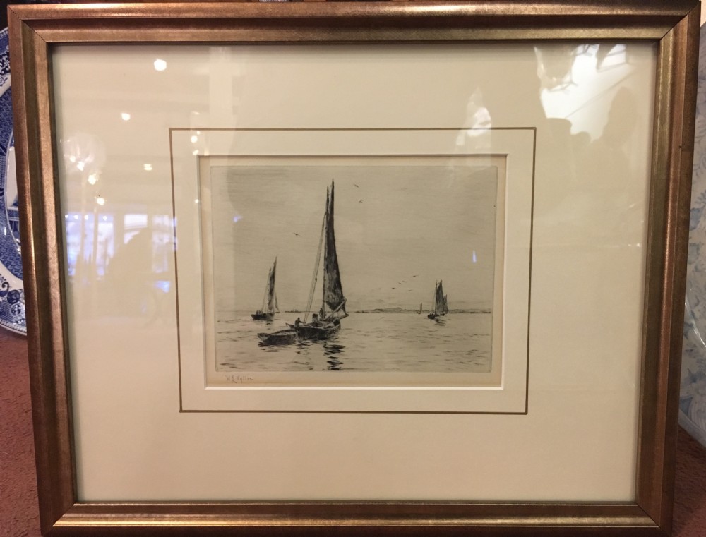 'The Wind Falls Light' Etching by William Wyllie 19th Century