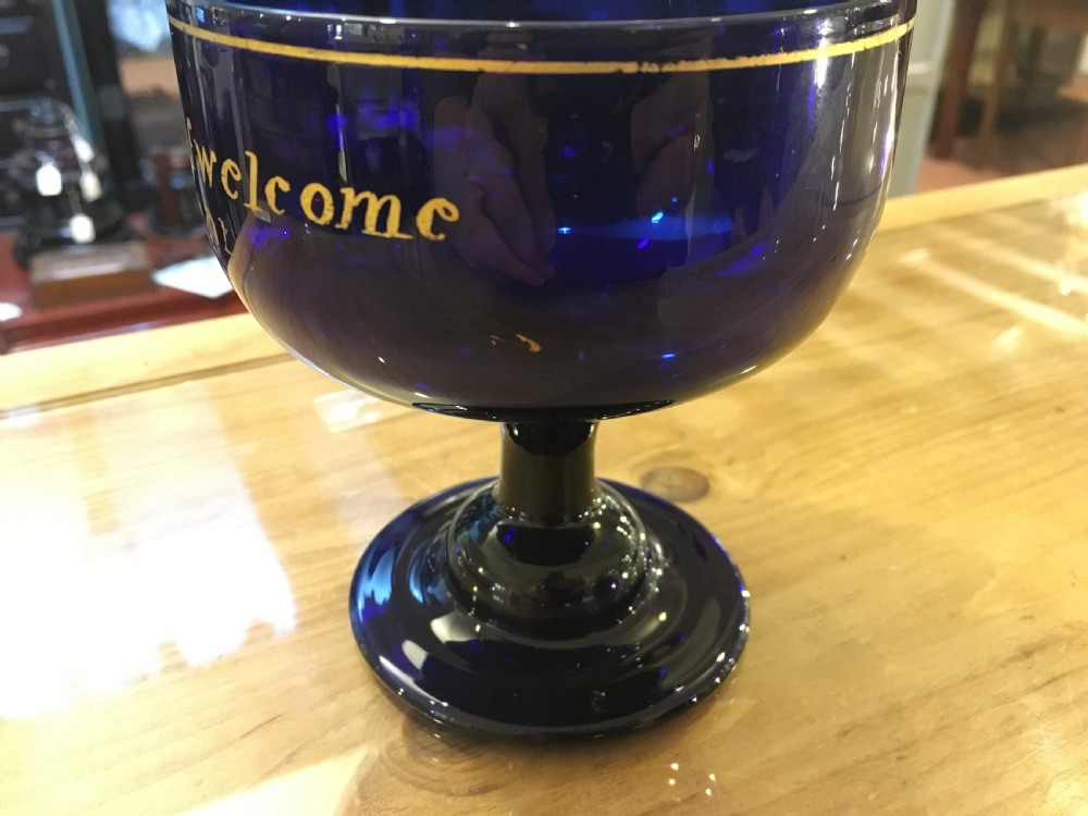 Bristol Blue Sugar Bowl with Gilt Lettering c1820 View II