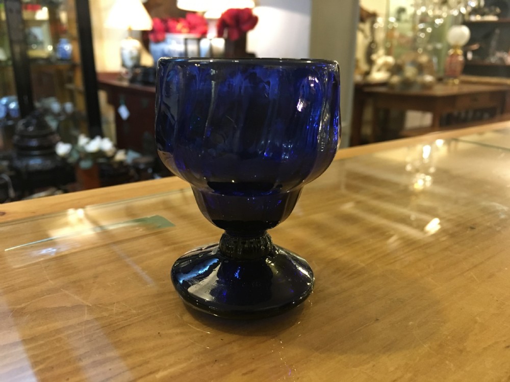 A Rare Bristol Blue Ribbed Ogee Bowl on Heavy Conical Foot c1800 View II