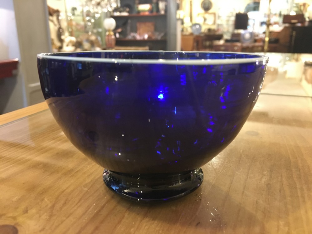 Bristol Blue Bowl with a pale blue overlayed rim c1800 View II