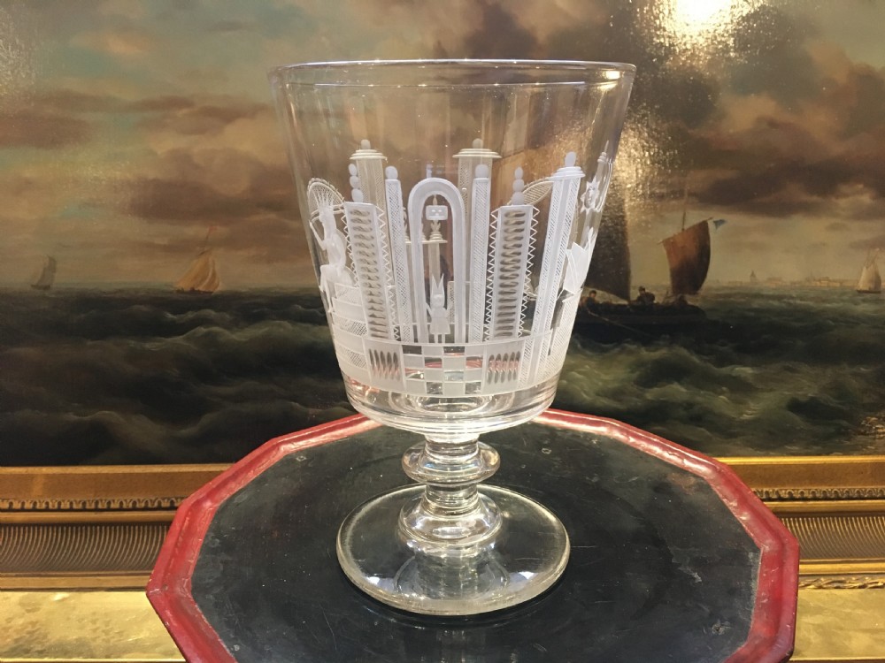 Large Bucket Shape Serving Rummer Engraved with Masonic Symbols c1825 View III