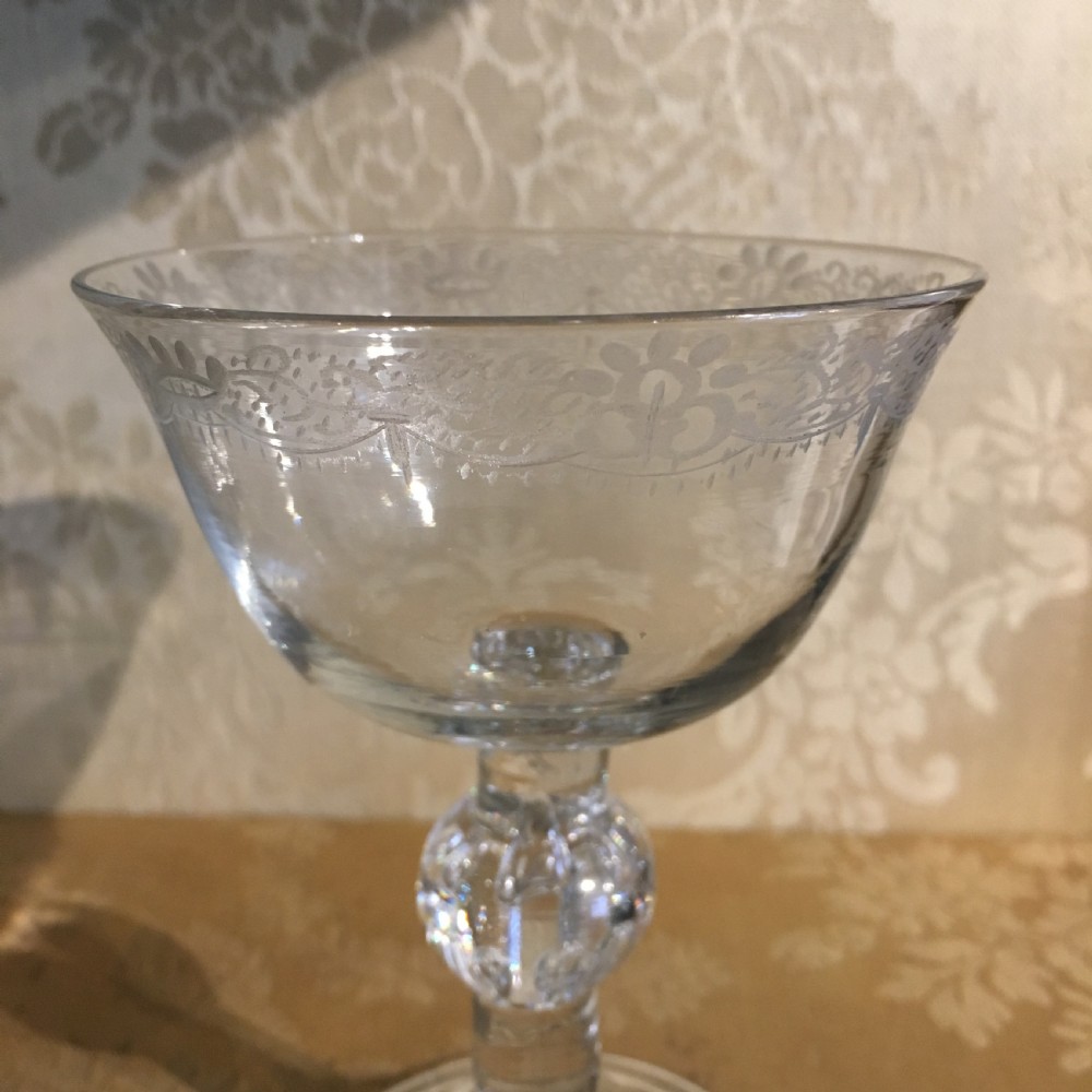 A Fine Champagne Bowl with a Band of baroque Engraving c1740 View II