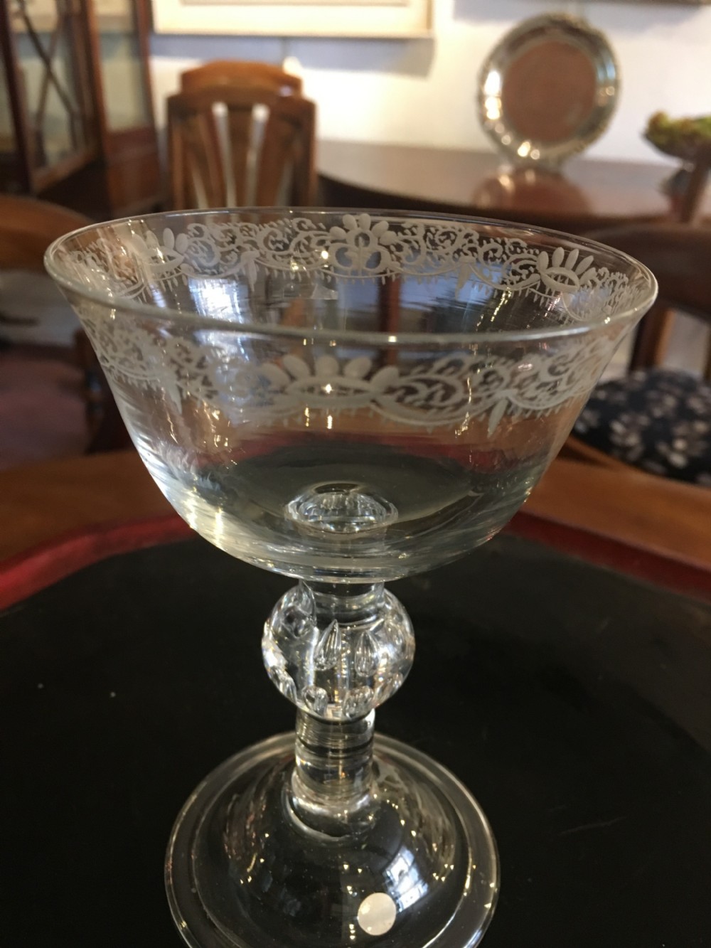 A Fine Champagne Bowl with a Band of baroque Engraving c1740 View IV