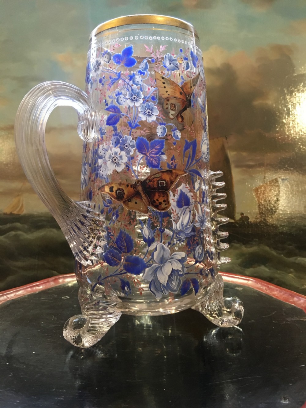 A Beautifully Enamelled and Gilded 3 Footed Jug by 
