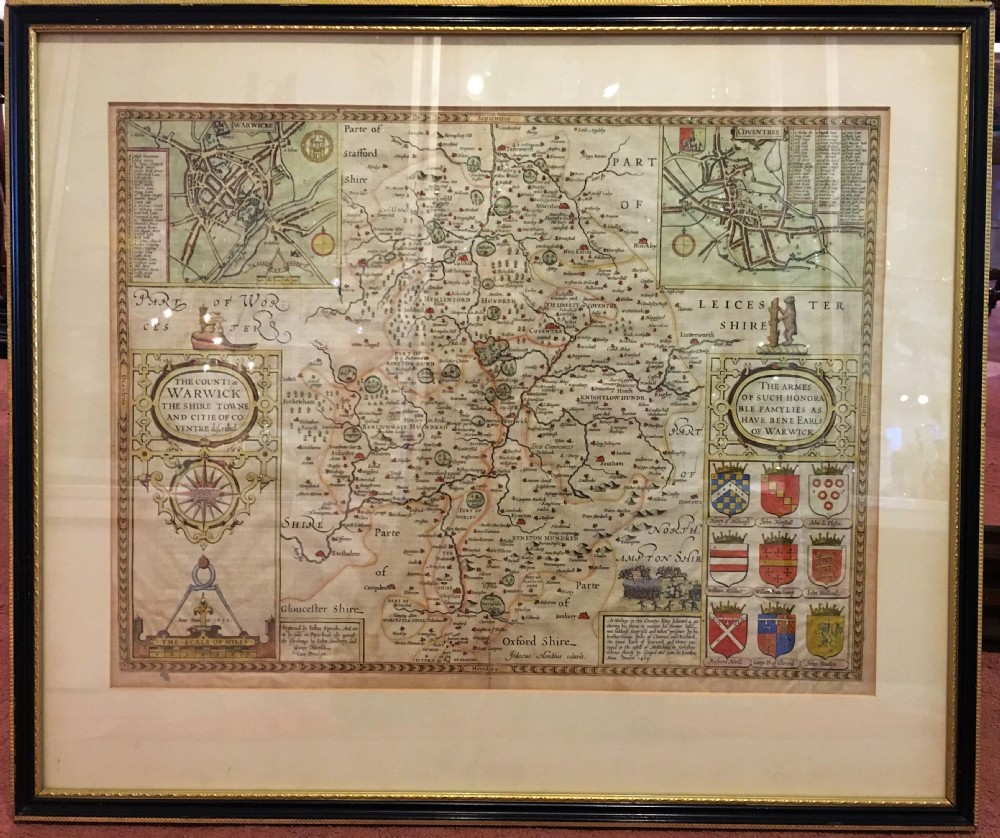 Antique map of Warwickshire by John Speed 1610
