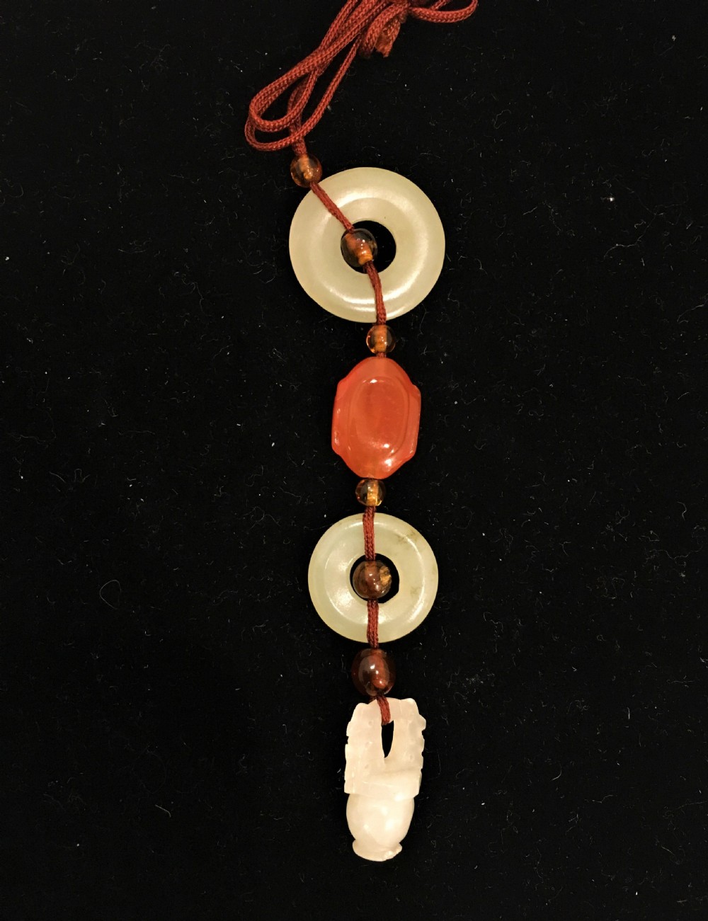 Chinese Jade Bi Discs & Basket & Cornelian Piece C19th