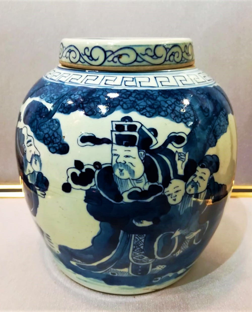 Chinese Kangxi Style 19th Century Large Ginger Jar and Cover 