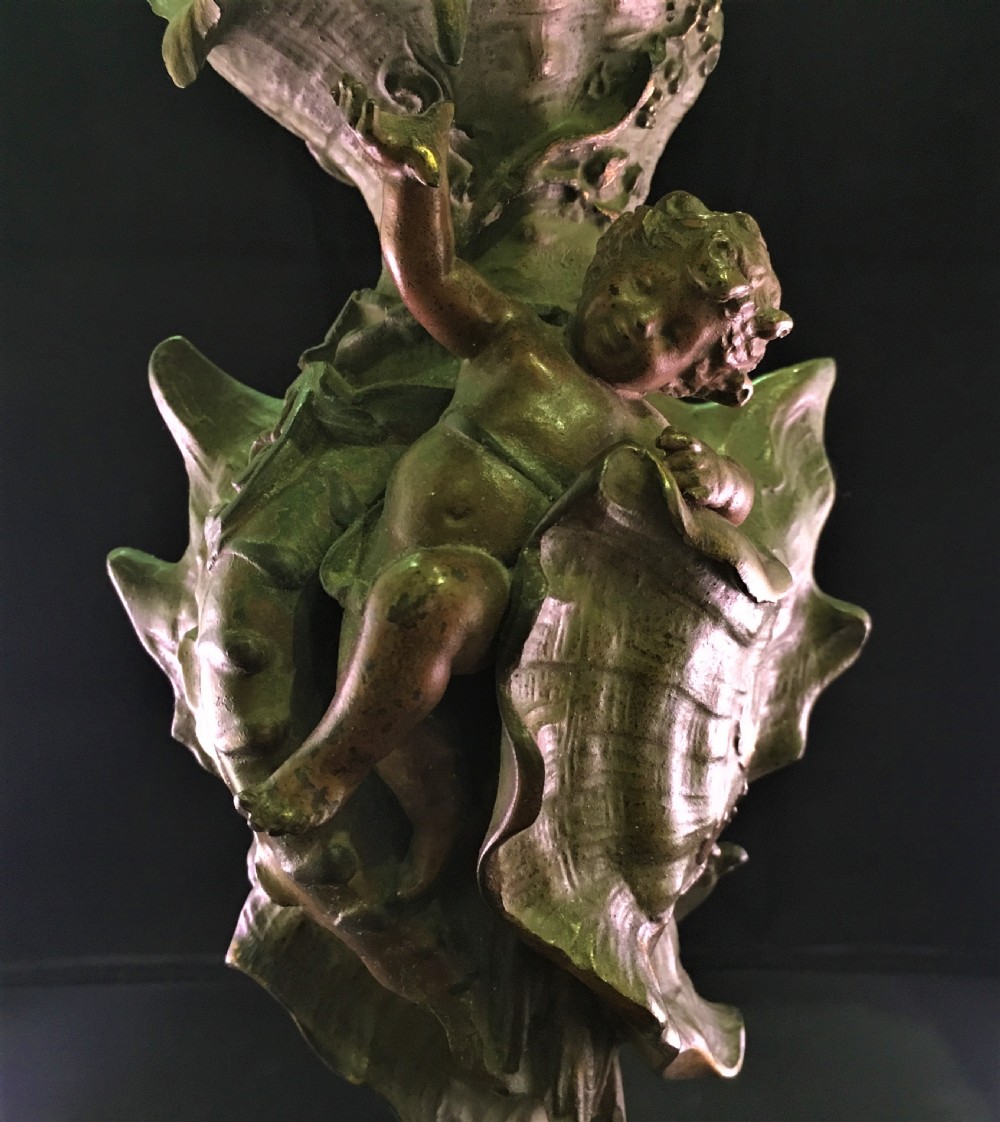 Pair of French Vases With Cherubs C19th View III