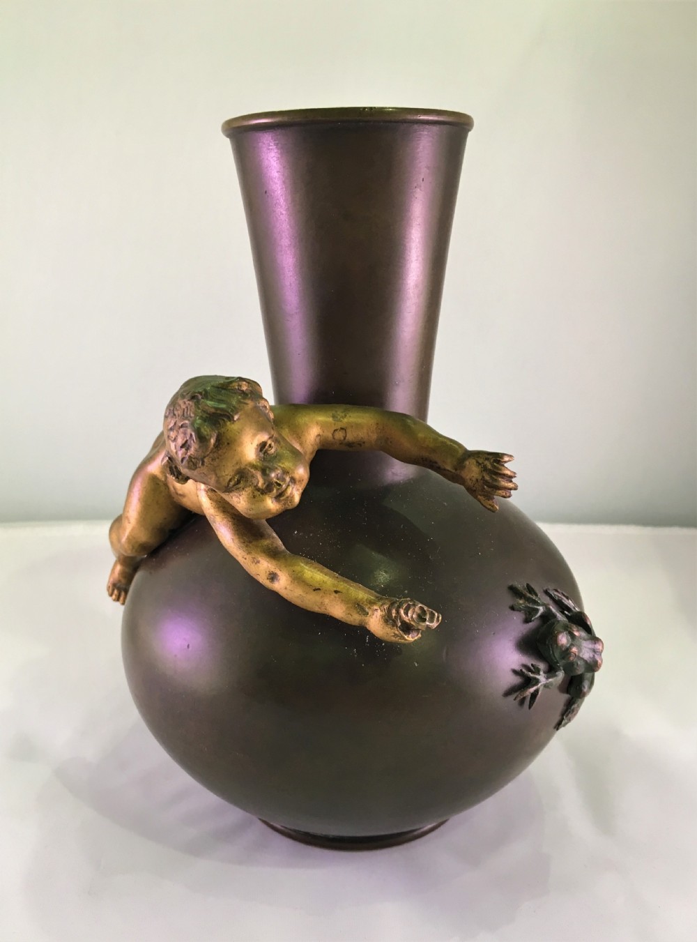 Bronze Vase with a Cherub and a Frog c1880