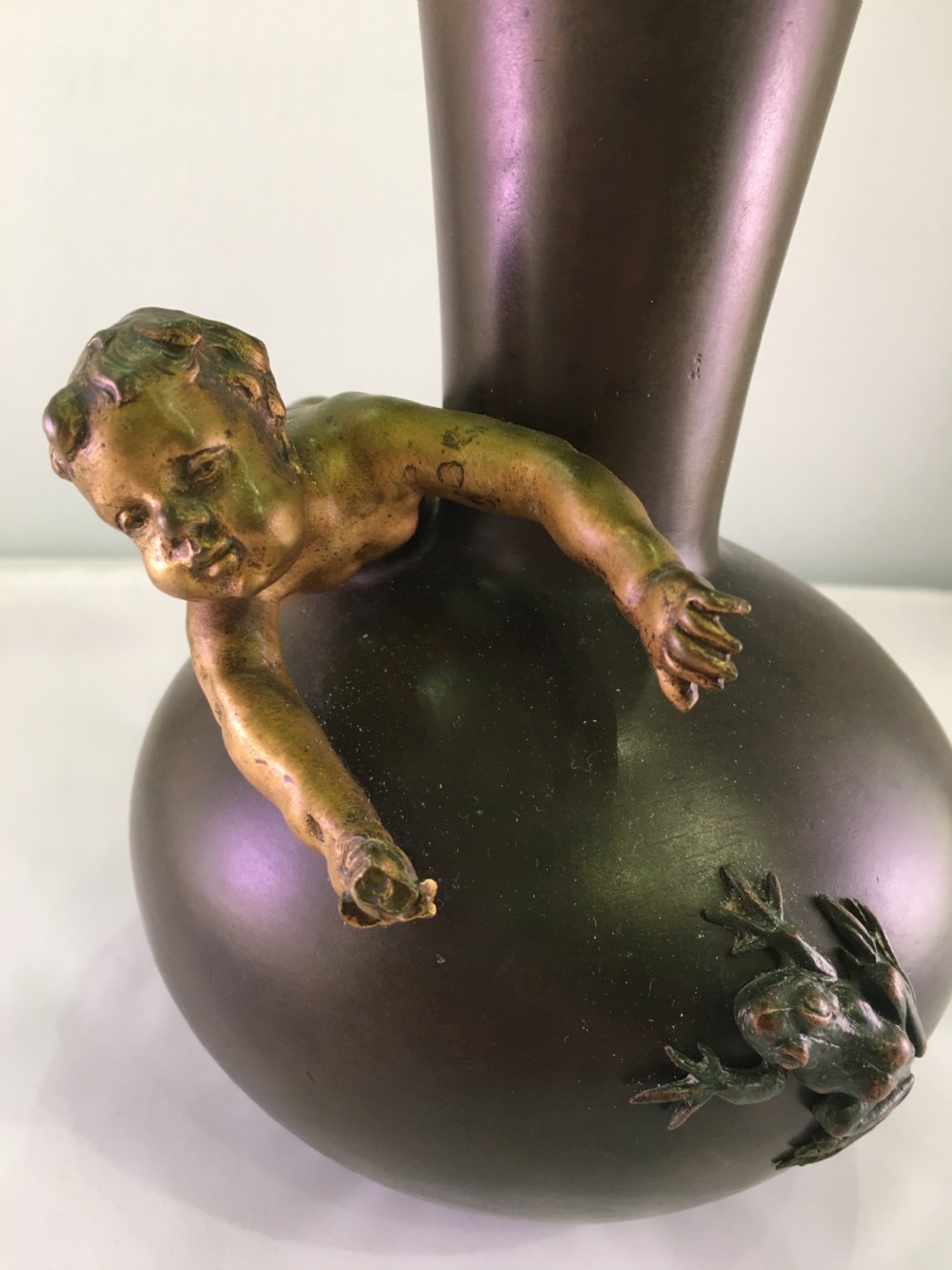Bronze Vase with a Cherub and a Frog c1880 View II