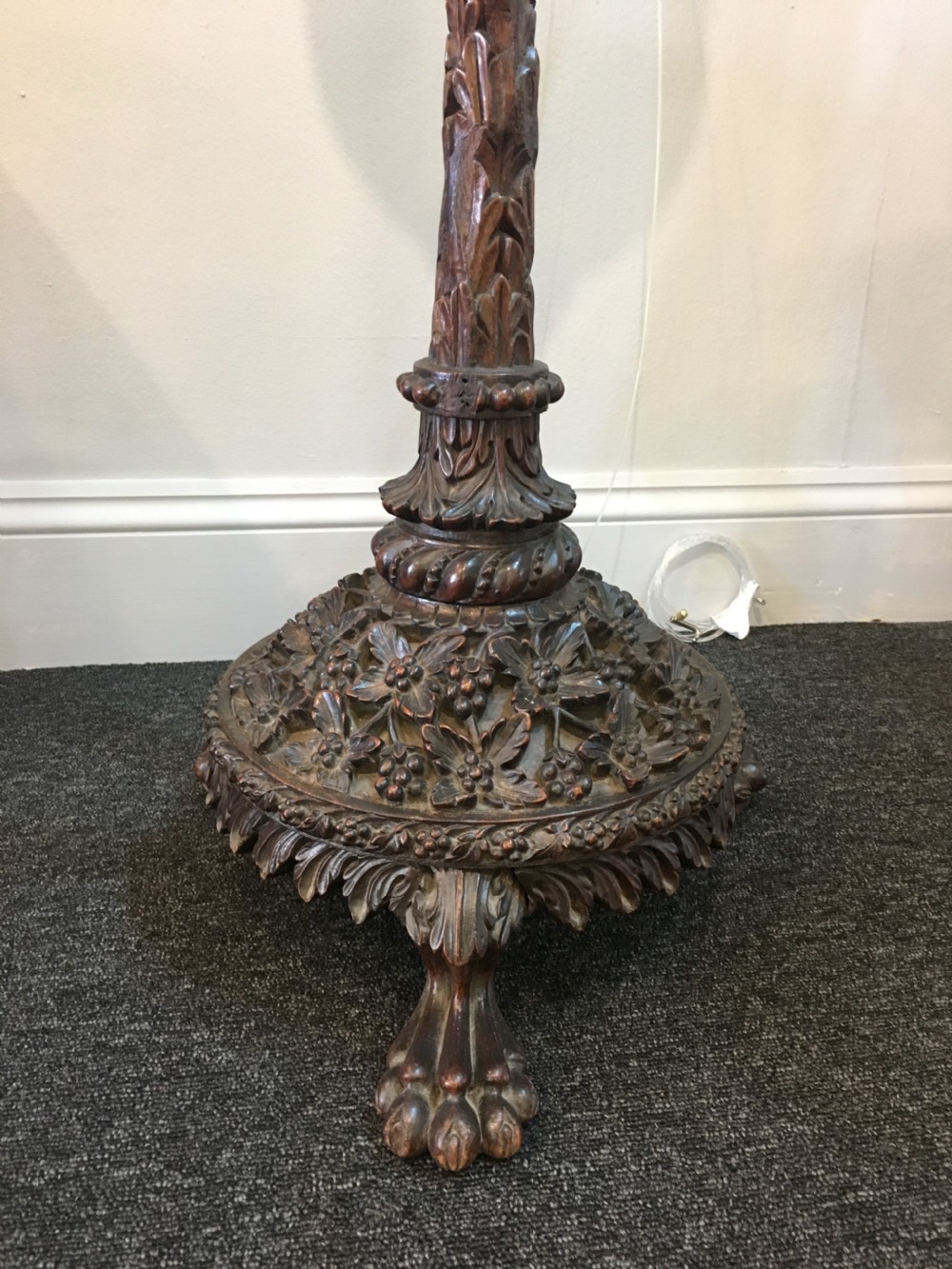 Anglo-Indian Carved Hardwood Candlestick C19th View II