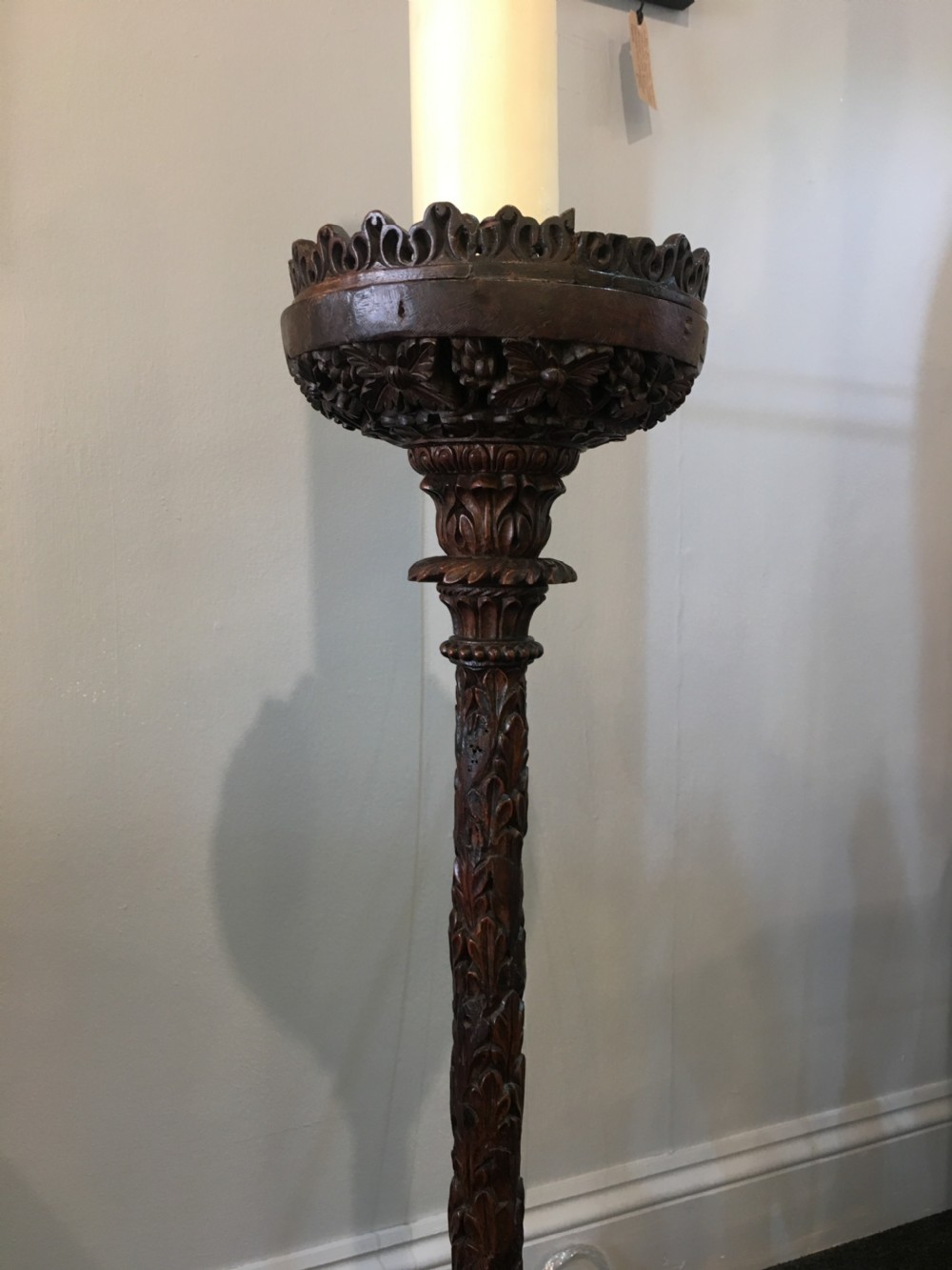 Anglo-Indian Carved Hardwood Candlestick C19th View III