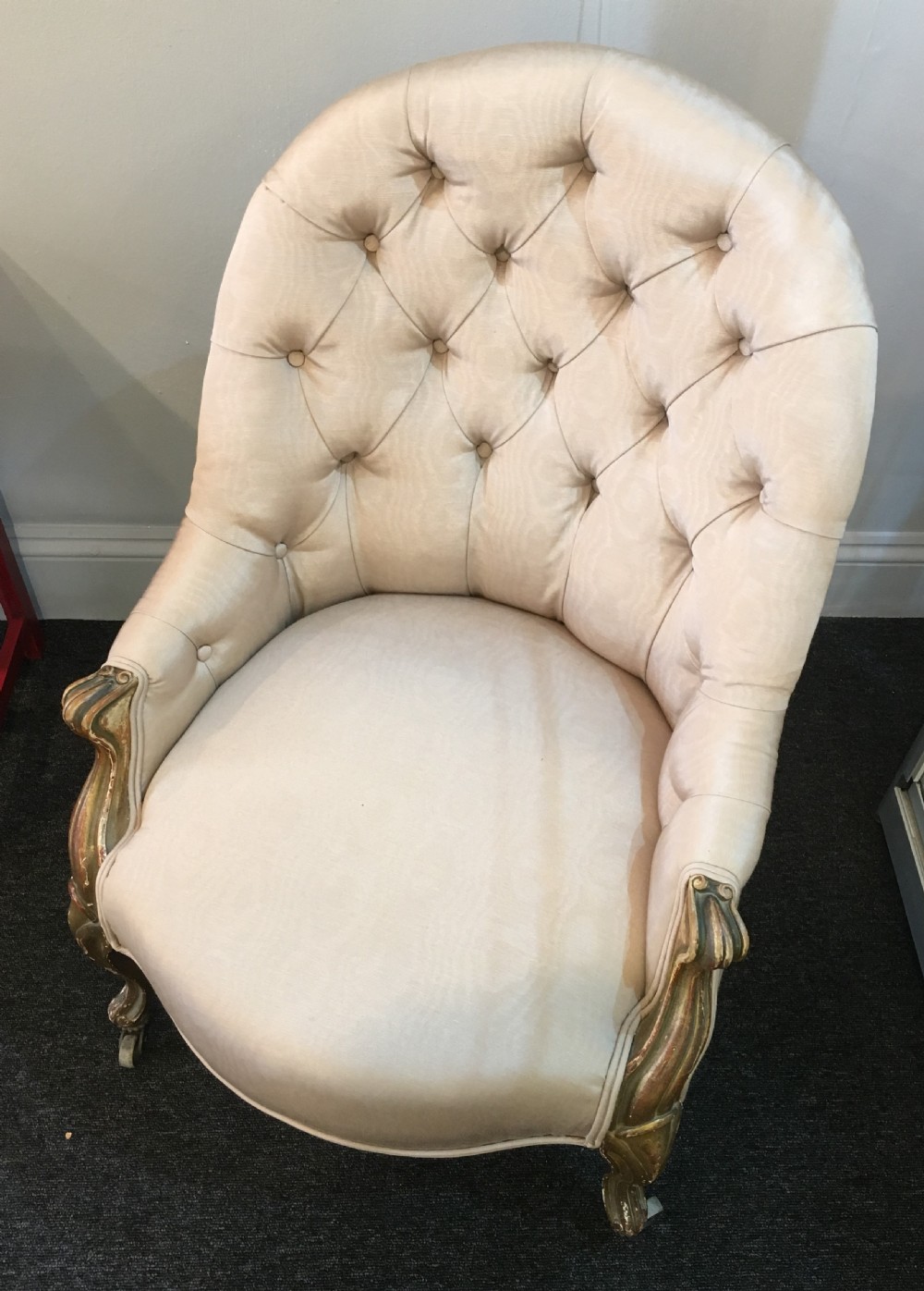 Silk Covered Gilt Wood Chair c1840 View II