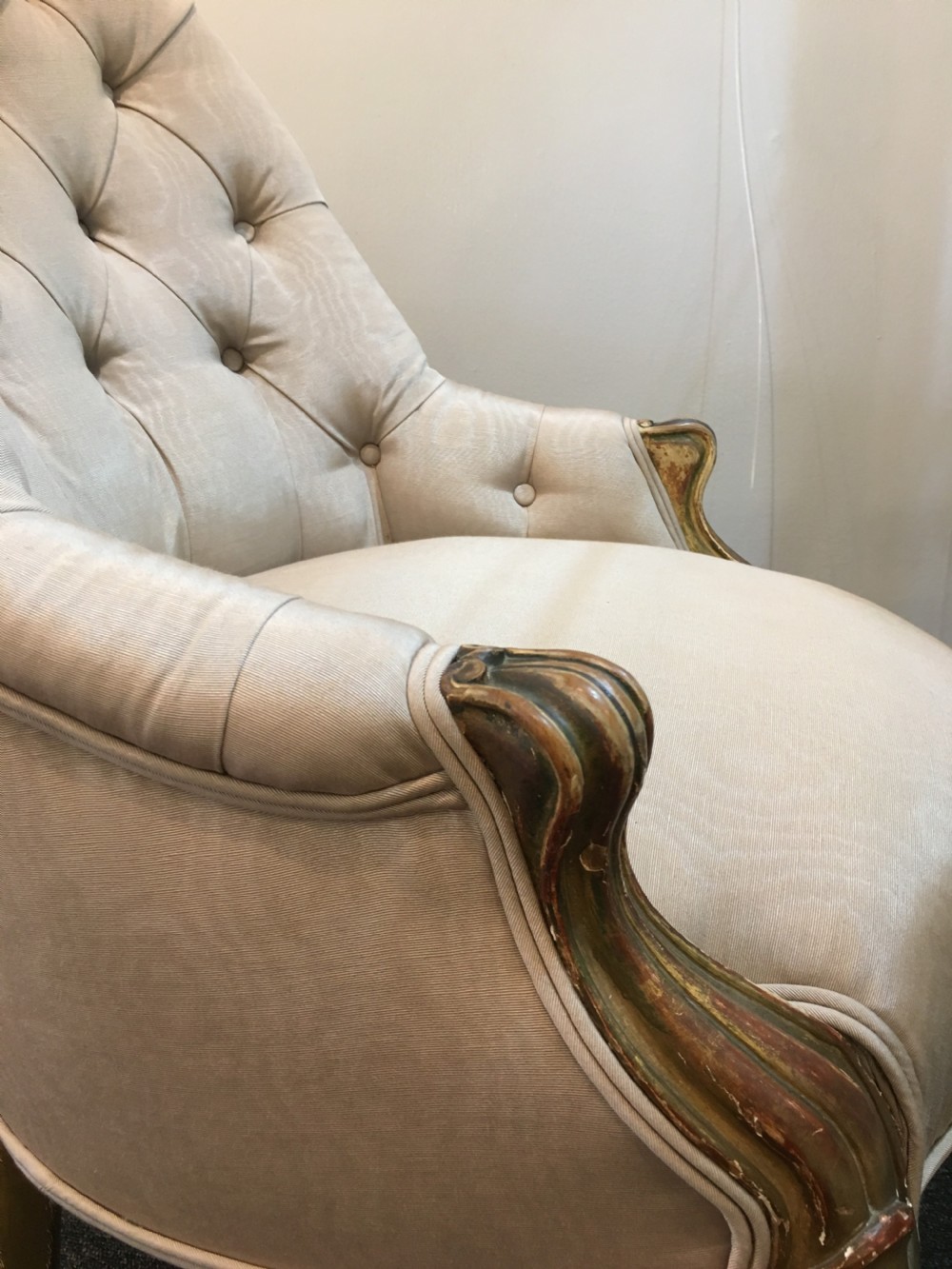 Silk Covered Gilt Wood Chair c1840 View V