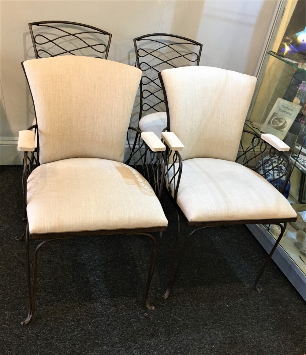 Set of four wire chairs 1920s, completely refurbished and reupholstered View II
