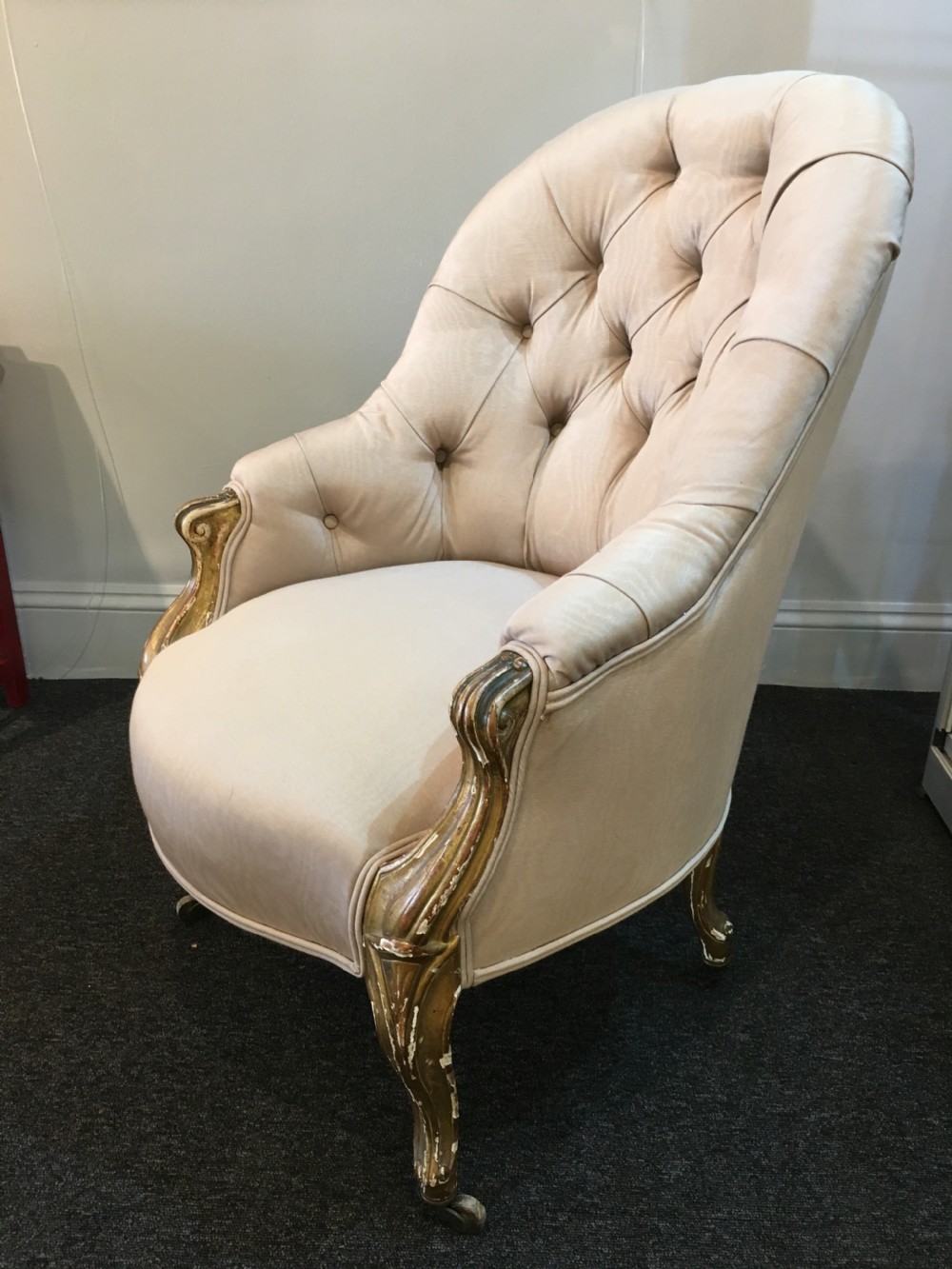Silk covered gilt wood chair c1840 - Original Gilt Finish View II