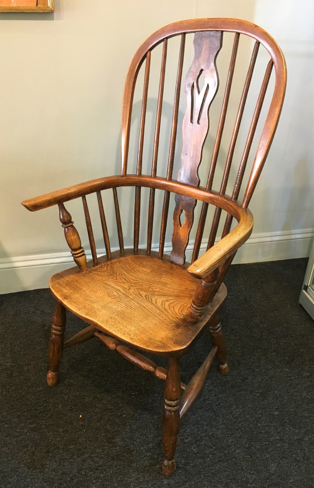 Victorian Beech, Ash & Elm High Hoop Backed Windsor Arm Chair c1870 View II