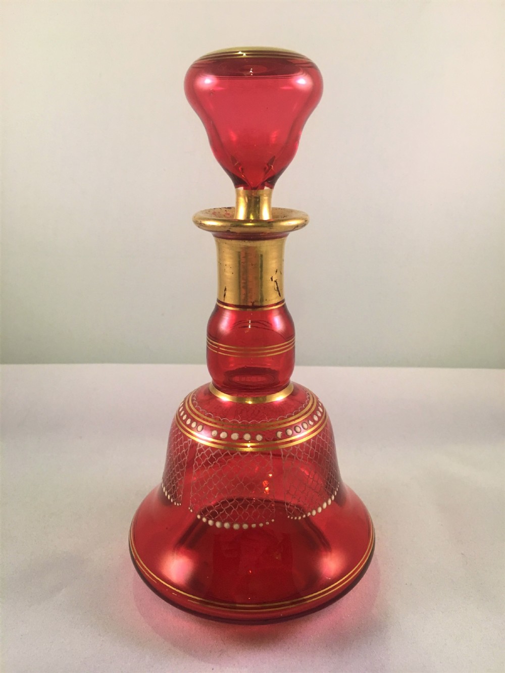 Cranberry Gilded Scent Bottle c1900