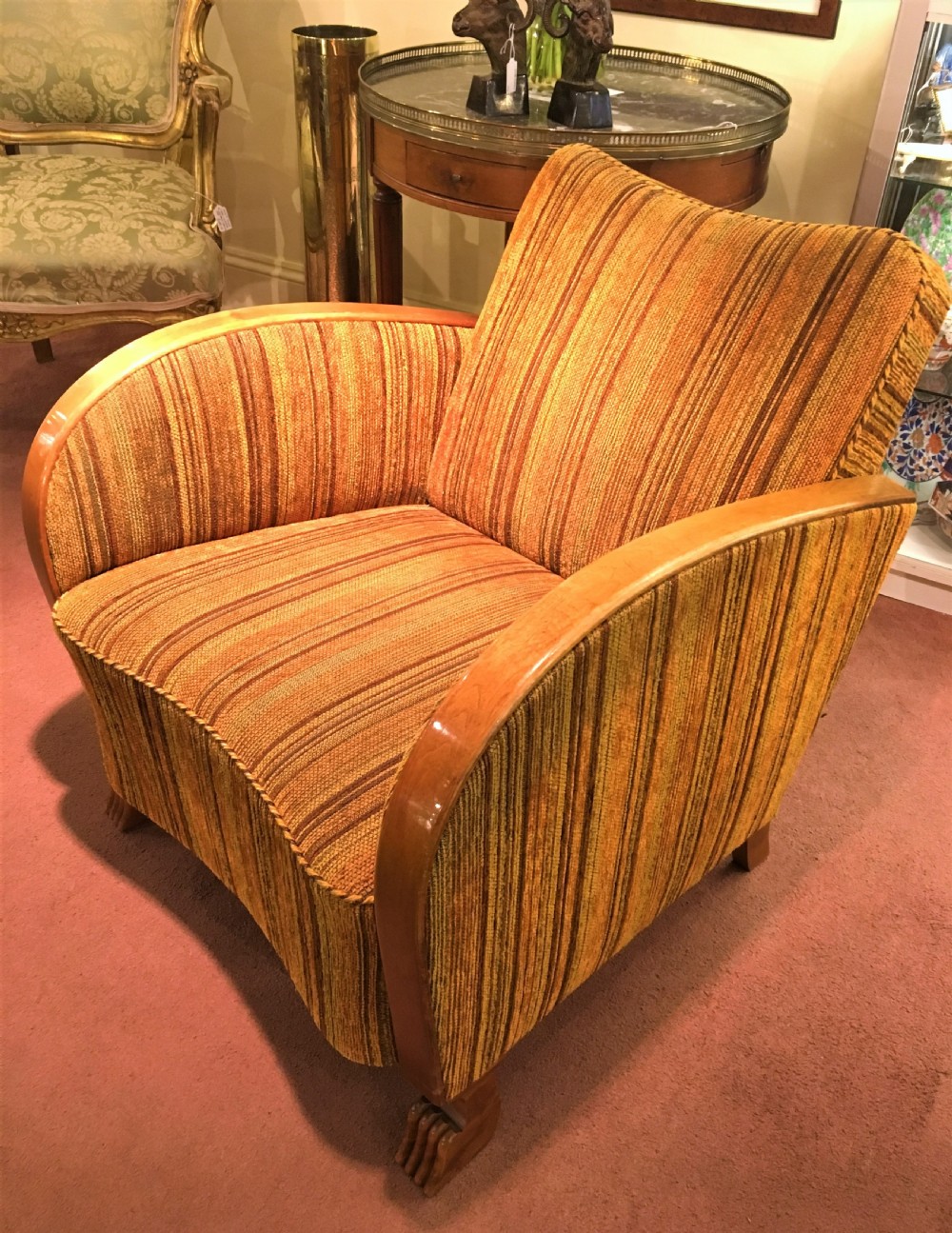 Pair of Scandinavian Art Deco Chairs with original Upholstery c1930-40 View III