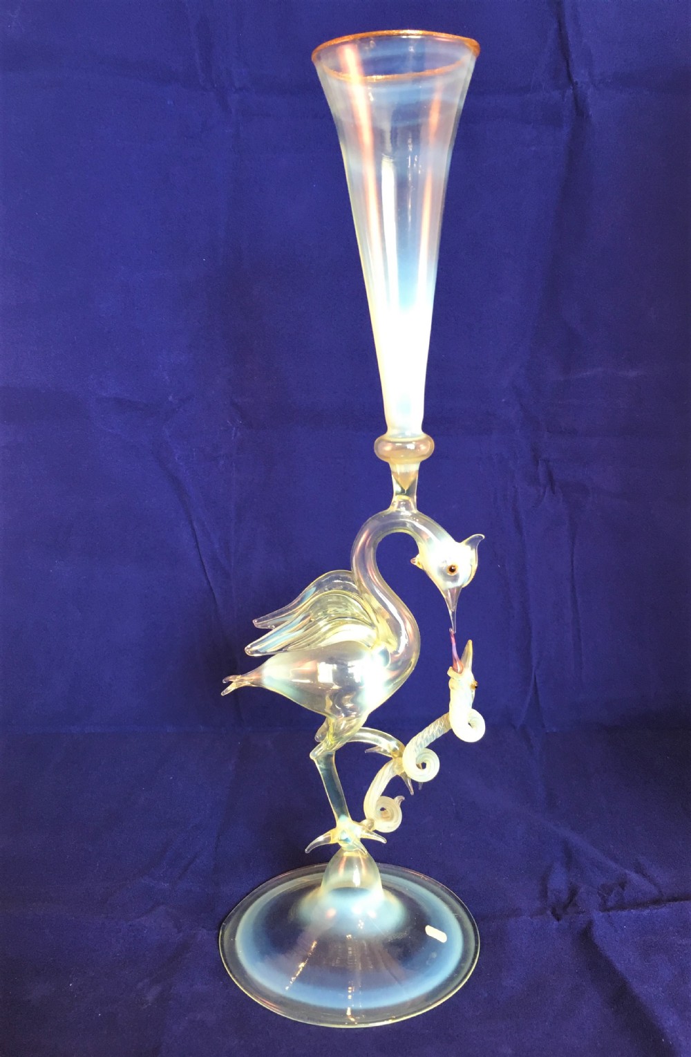 'Salviati' Venetian Opalescent, Bird & Serpent Vase c1870