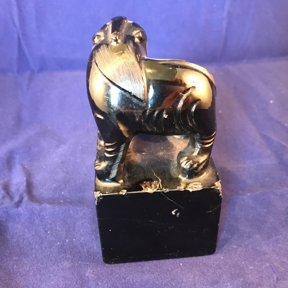 Chinese Smokey Crystal Seal Lion Finial C19th View III
