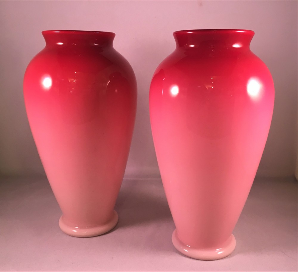 Pair of Cased Blush Vases Late C19th View II