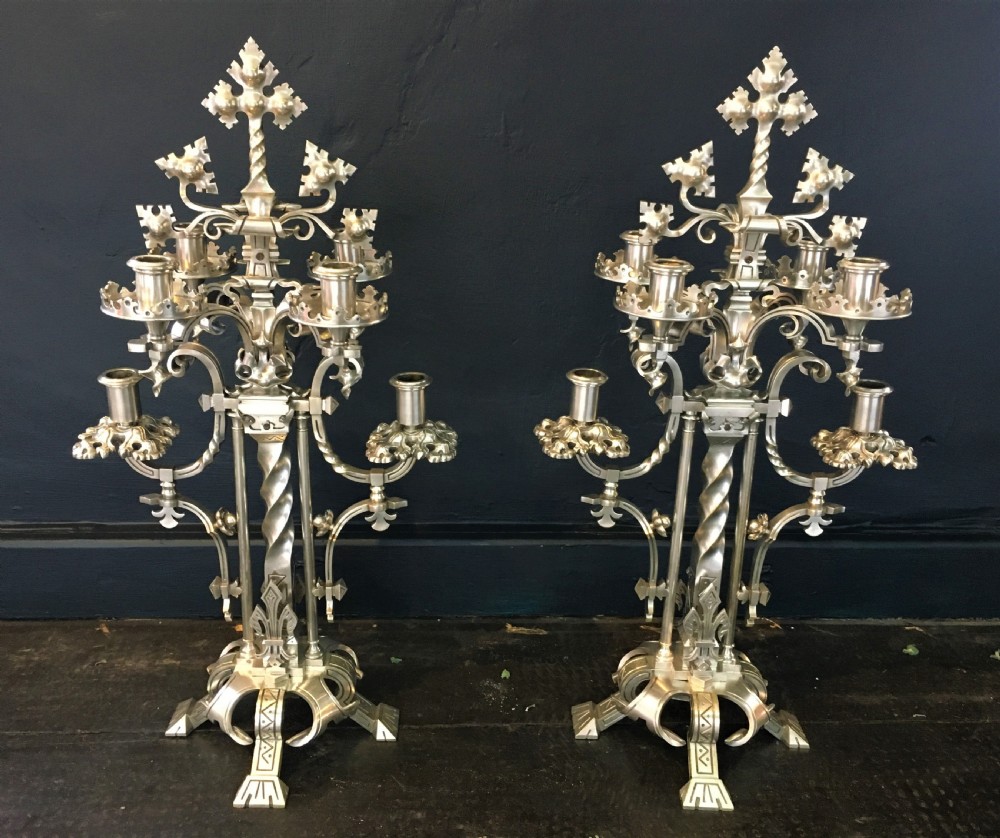 Pair of Gothic Candelabras C19th