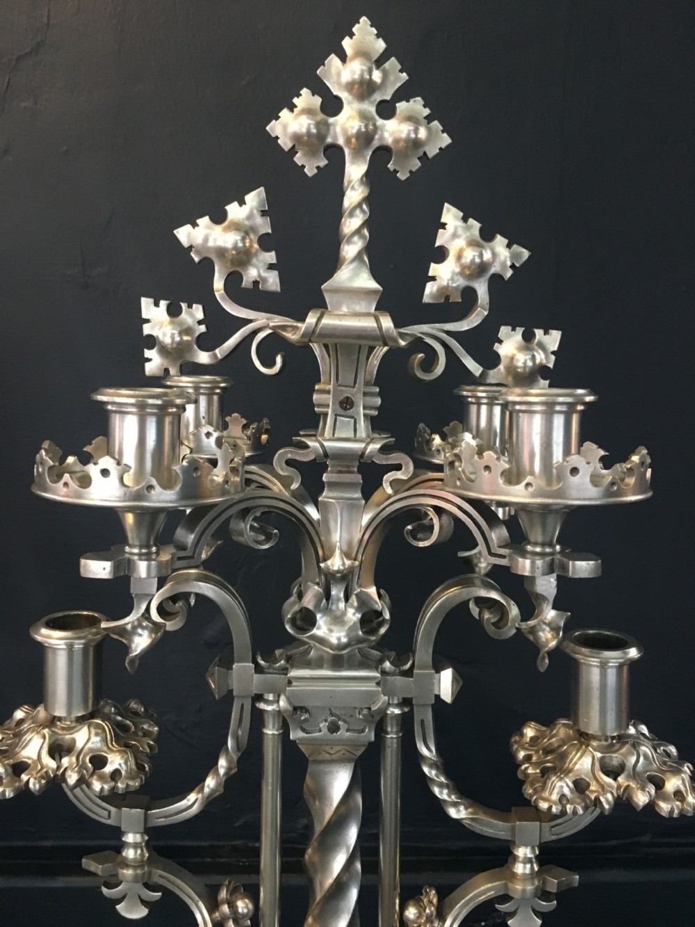 Pair of Gothic Candelabras C19th View II