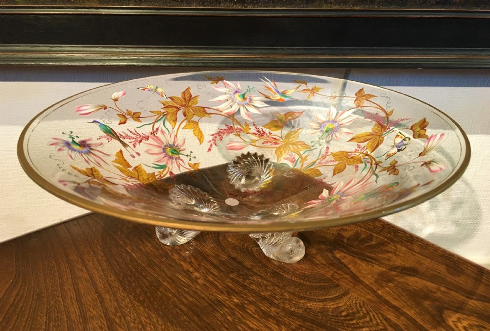 Decorated Bowl with Enamelled Birds & Flowers (Possibly 