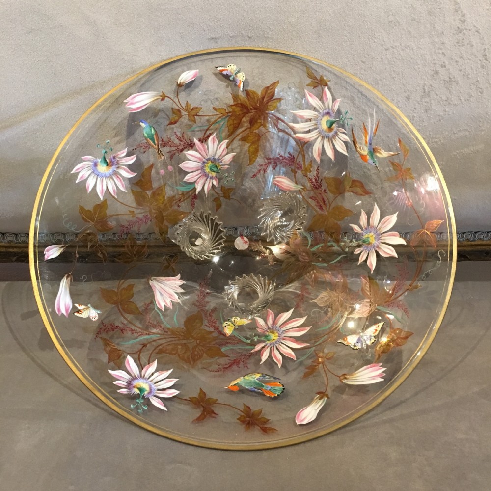 Decorated Bowl with Enamelled Birds & Flowers (Possibly 