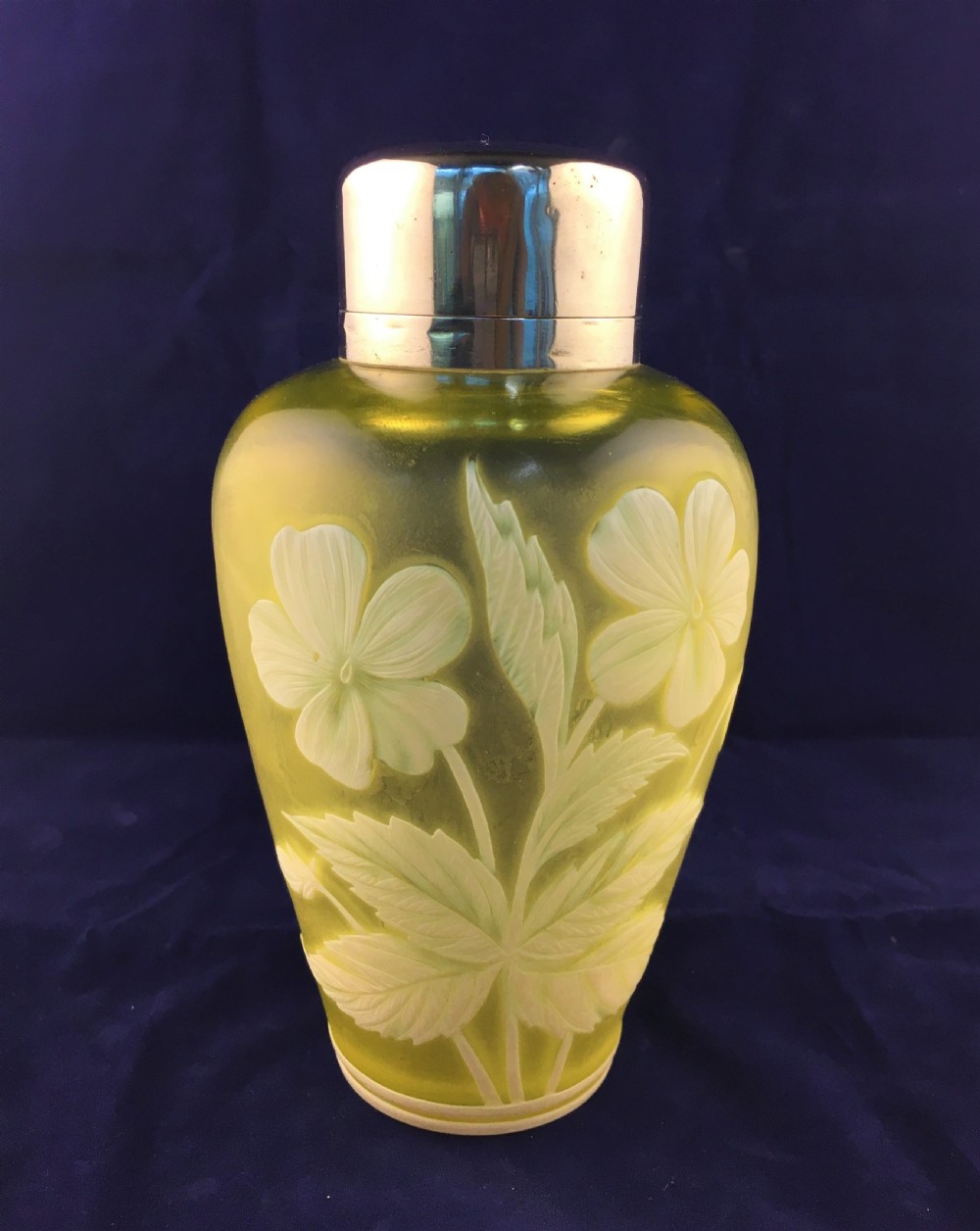 A Stourbridge Silver Topped 'Cameo' Scent Bottle 1890