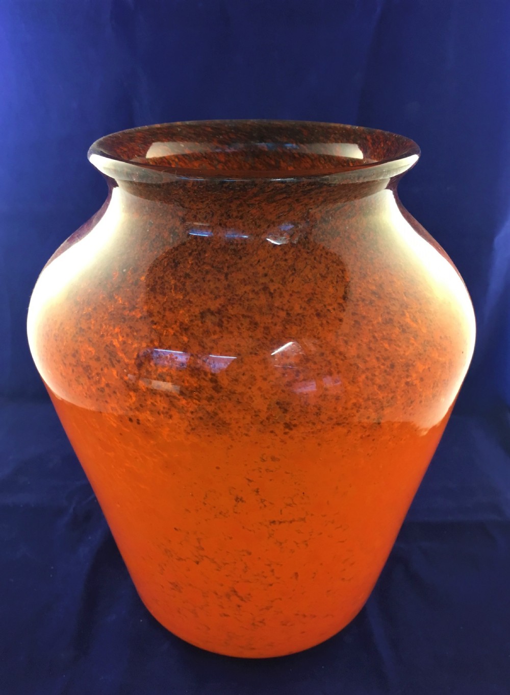 'Monart' Orange with Brown Fleck Rim Vase c1930