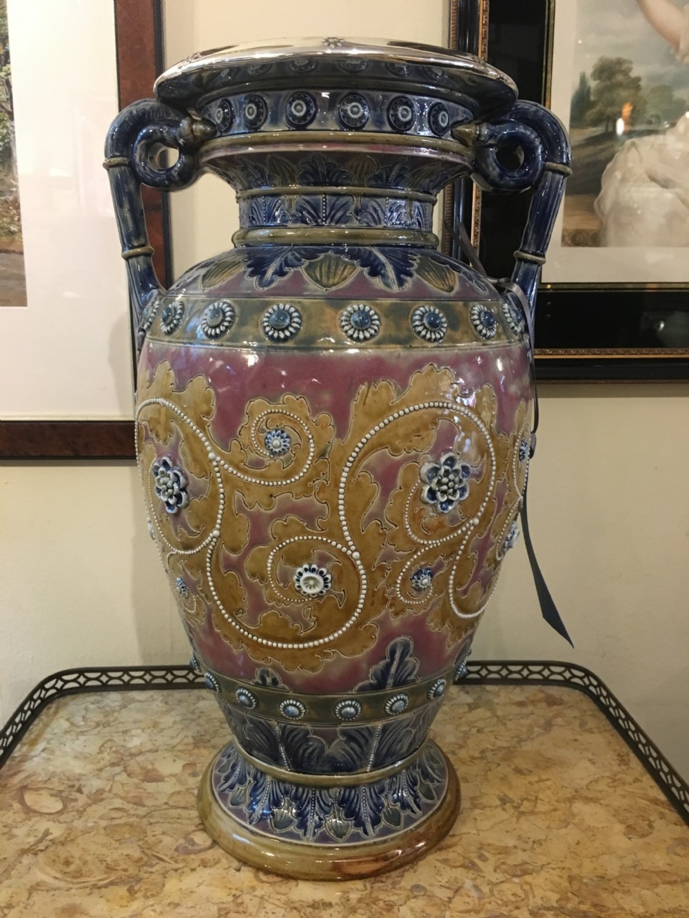 George Tinworth Doulton Lambeth Vase with 1875 Monogram View II