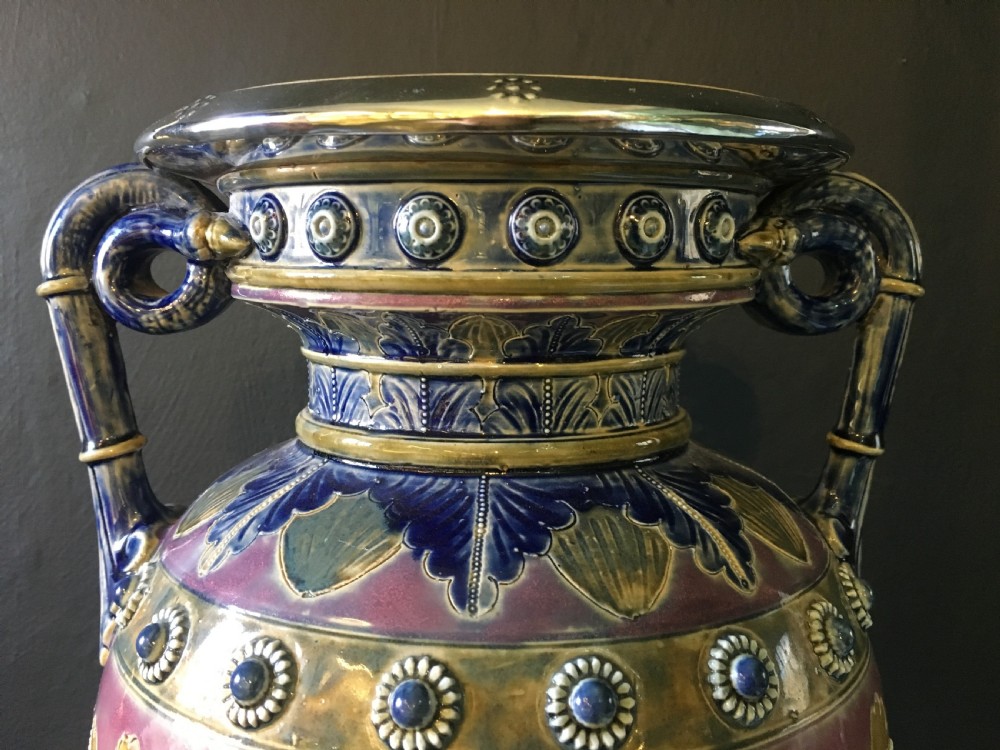 George Tinworth Doulton Lambeth Vase with 1875 Monogram View III