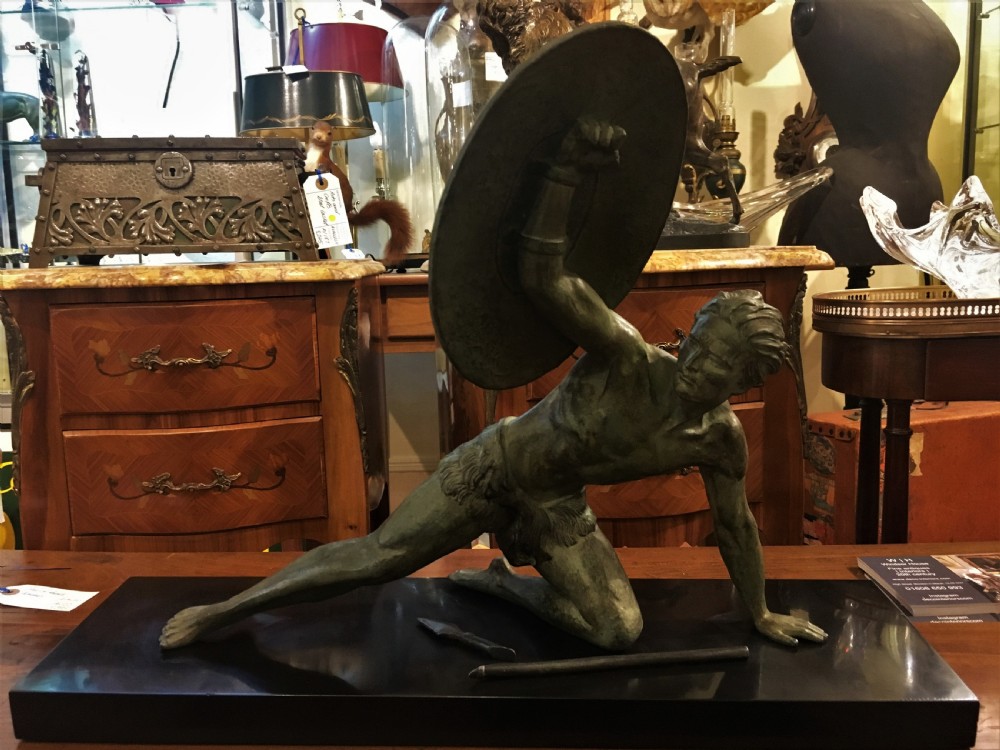 Jean de Roncourt Original French Art Deco Male Hunter Figure  Signed c1920-30