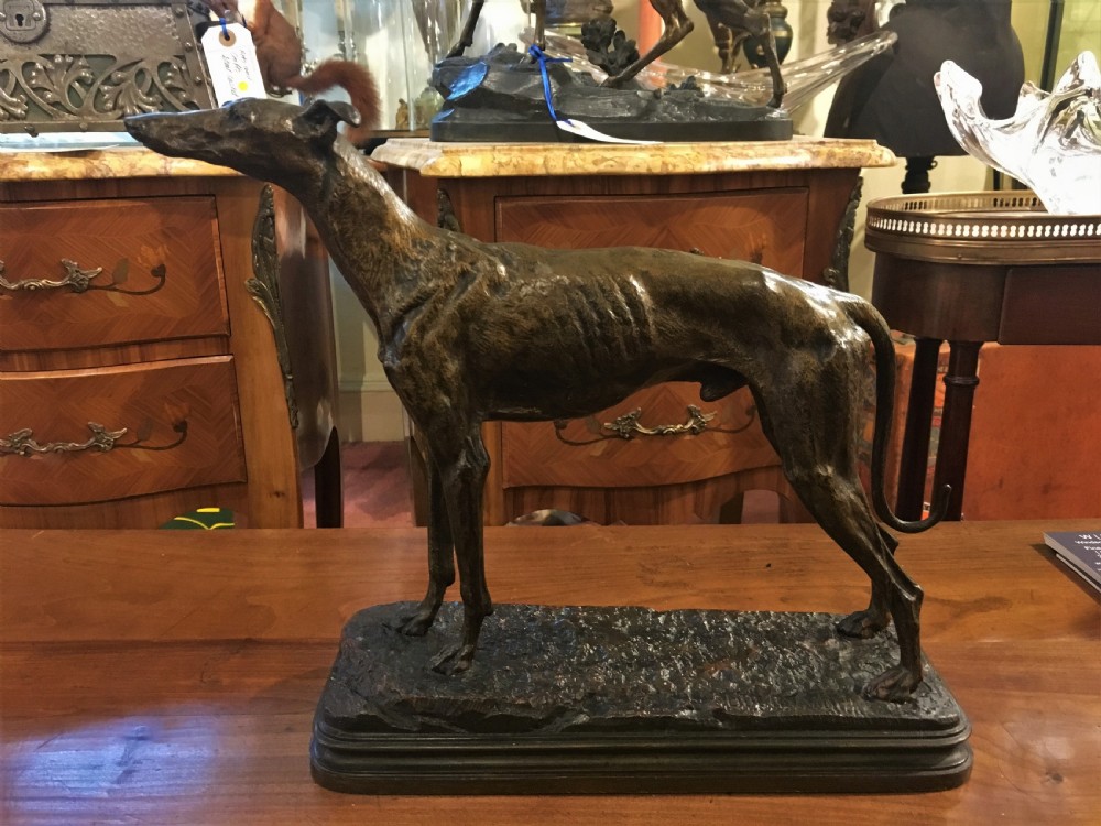 Alfred Dubucand Signed French Greyhound Study Cold cast Bronze C19th