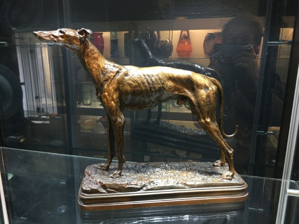 Alfred Dubucand Signed French Greyhound Study Cold cast Bronze C19th View II