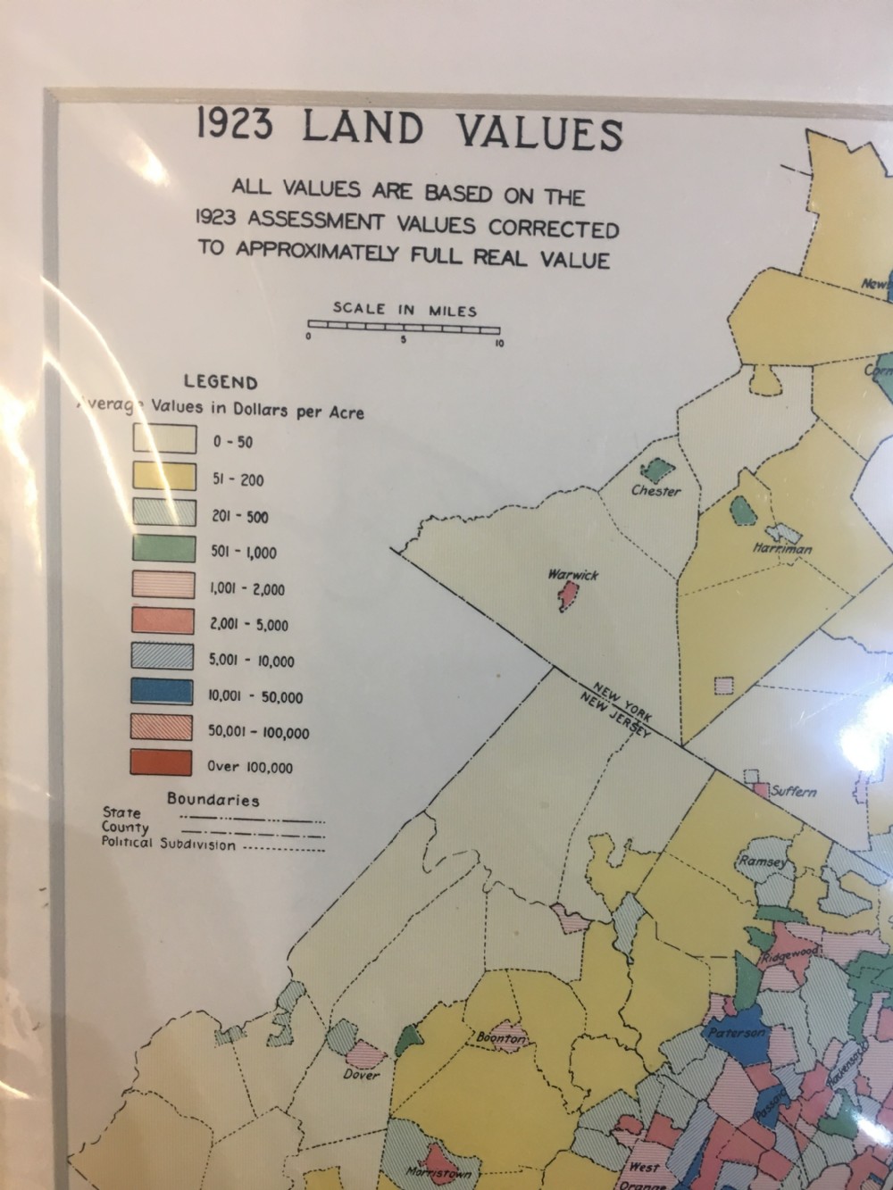Antique Map of New York Showing Land Values 1923 View II