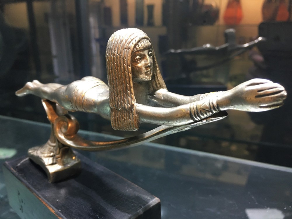 Rare French Bronze Car Mascot of an Egyptian Swimmer 1920s
