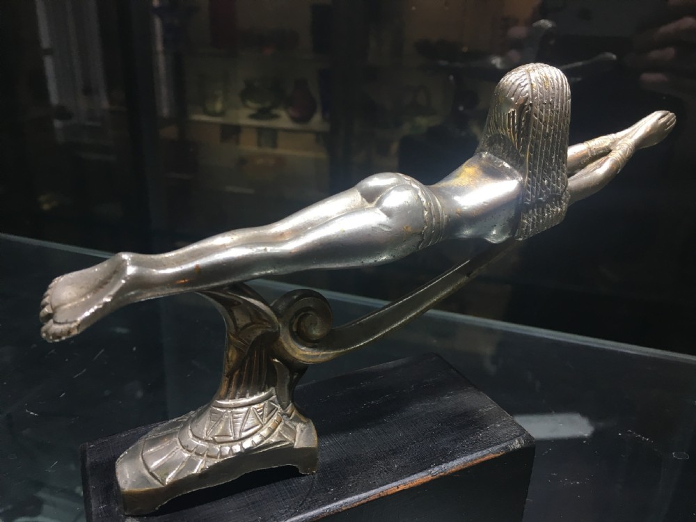 Rare French Bronze Car Mascot of an Egyptian Swimmer 1920s View III