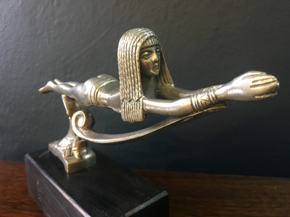 Rare French Bronze Car Mascot of an Egyptian Swimmer 1920s View VII