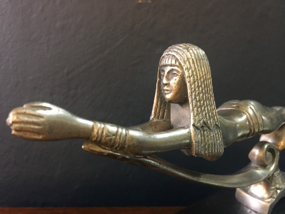 Rare French Bronze Car Mascot of an Egyptian Swimmer 1920s View VIII