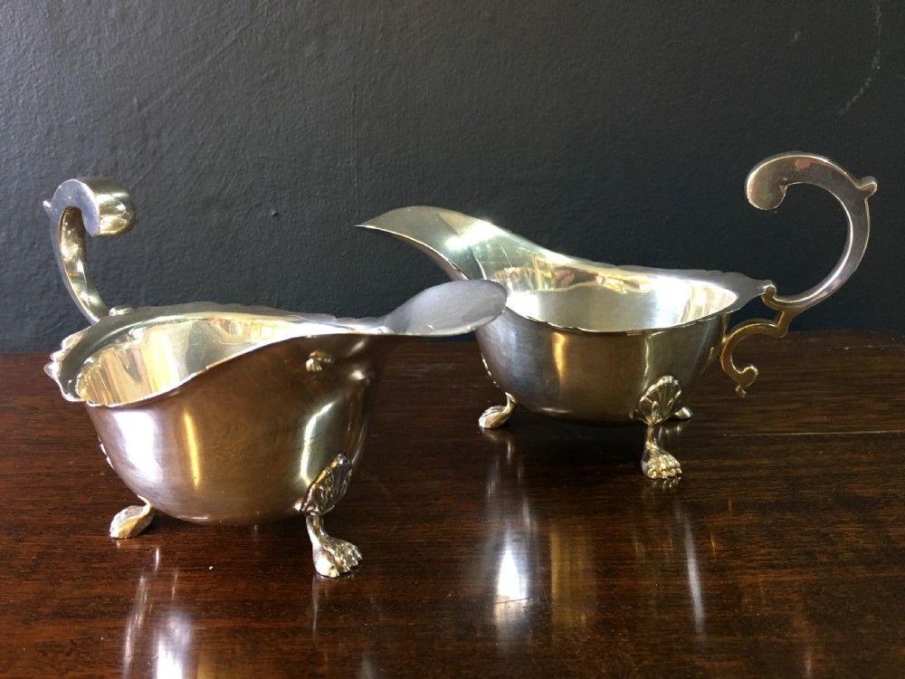 William Neale Ltd. Pair of Silver Sauce Boats with with Scroll Handles & Acanthus/Claw Feet Birmingham 1913 View III